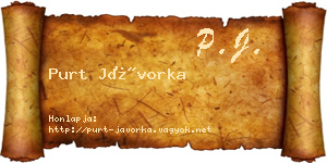 Purt Jávorka névjegykártya